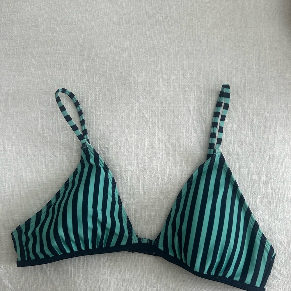 Aerie M Striped blue and Black Bikini Top